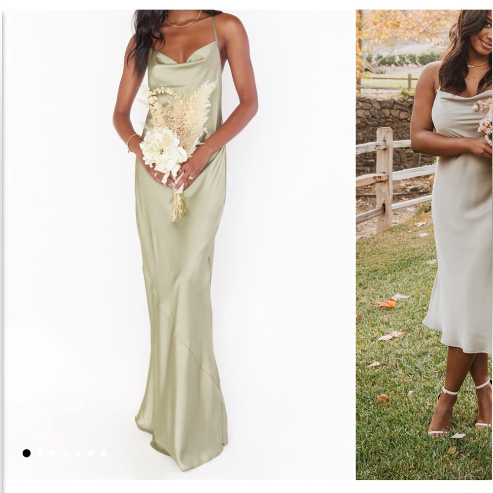 Show me your mumu satin moss green bridesmaid dress - new with tags.